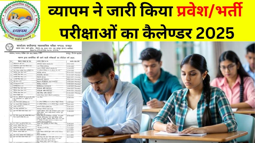 CG Vyapam exam calendar 2025