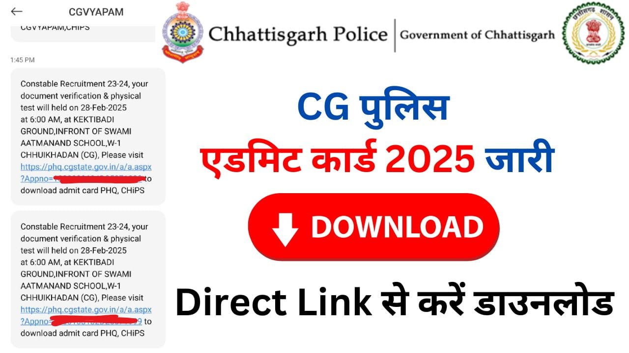 CG Police Constable Physical Rajnandgaon Exam Date 2025